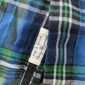 Rag & Bone Blue and Green Plaid Shirt